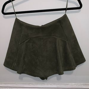 Olive Green Suede Skort